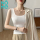 NOME吊帶背心女春夏內(nèi)搭外穿螺紋彈力無袖背心上衣 白色【方領(lǐng)】 XL