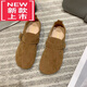 百麗踏勃肯鞋女平底單鞋2024新款春季軟底復(fù)古一腳蹬博肯懶人鞋豆豆女鞋 深棕色 39