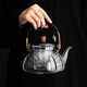 石茗堂 高檔煮茶壺燒水泡茶專(zhuān)用電陶爐養生高端灰花茶壺煮茶器小型 高端灰半月提梁玻璃壺