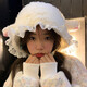 鉑吶苓帽子女日系軟萌可愛(ài)小羊秋冬保暖毛絨百搭顯臉小綁帶羊羔絨護(hù)耳帽 可愛(ài)小羊帽子【白色】