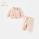 班喜迪女童套裝兒童睡衣秋冬裝2025新款寶寶加絨夾棉棉襖棉褲冬季家居服 粉色-加絨加棉 100 cm