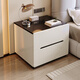 佳家林（JIAJIALIN） 床頭柜臥室小柜子現代簡(jiǎn)約斗柜歐式帶抽屜收納床邊柜子 【雙抽】暖白+黑底座50cm