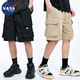 nasawassup2024潮牌高街vibe風(fēng)口袋裝飾休閑短褲男夏季美式寬松工裝五分褲子 黑色+杏色-2件裝【DK114-HMFS】 2XL 【建議140-160斤】