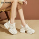 達芙妮厚底老爹鞋女小個(gè)子增高休閑鞋女百搭松糕底運動(dòng)鞋女鞋 米色 36 