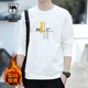 西域駱駝（VANCAMEL）衛衣男圓領(lǐng)秋季長(cháng)袖t恤學(xué)生寬松休閑打底衫 白色（加絨款） 2XL 