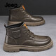 Jeep吉普高幫馬丁靴男春季新款復古休閑皮鞋男英倫男士戶(hù)外工裝靴子男 卡其【標準運動(dòng)鞋碼】 41