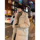 NEW OR MODE長(zhǎng)款羽絨服男士冬季連帽輕薄保暖外套美式寬松休閑面包服男裝上衣 米杏 XL