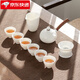 蘇氏陶瓷（SUSHI CERAMICS）羊脂玉白瓷功夫茶具套裝實(shí)木手柄側(cè)把泡茶壺辦公家用茶具禮盒裝