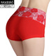 莫代爾女士?jì)妊澟哐崭固嵬渭兠逕o(wú)痕抗菌透氣大碼女式三角內褲短褲頭 1566大紅 L (165/95)