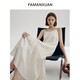 法曼萱（FAMANXUAN）白色醋酸吊帶連衣裙女夏季新款v領法式氣質(zhì)高端a字長裙 鎏光白茶 S 160/84A