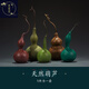 黃銅葫蘆仿古擺件天然復(fù)古福祿壽文創(chuàng)書房客廳禮品中式文玩工藝品 一套贈銅木底座x5