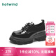 熱風(fēng)（Hotwind）【商場(chǎng)同款】秋季樂福鞋厚底增高系帶漆皮亮面英倫風(fēng)時(shí)尚休閑 01黑色 39 正碼