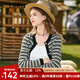 百圖betu女裝秋新款毛針織衫圓領(lǐng)流蘇鏤空長袖針織開衫女2308T90 黑白條 S