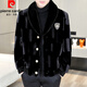 皮爾卡丹（pierre cardin）冬季外套男士金貂絨衣服潮牌男裝2024新款冬裝高檔加厚皮草夾克男 黑色 XL