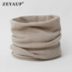 ZEYAUP脖套女保暖冬季護脖子圍巾男純羊毛情侶款套頭圍脖女 駝色