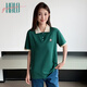 Halo QueenT恤女夏季簡(jiǎn)約修身短袖T恤Polo領(lǐng)學(xué)院風(fēng)印花上衣H142T1001