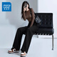 真維斯（Jeanswest）黑色窄版闊腿牛仔褲女秋冬季新款2025顯瘦百搭直筒拖地褲子女 黑色加長(cháng) L