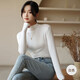 翊尚美半高領(lǐng)打底衫女秋冬季可外穿長(cháng)袖純色顯瘦打底衣新款親膚打底上衣 淡雅白【秋款面膜衣】 均碼
