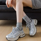 緋垚7cm厚底銀色老爹鞋 女士春秋增高休閑百搭運動(dòng)小白板登山跑步鞋子 厚底7cm老爹鞋【銀色-37】