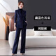 羅蒙羅蒙西裝女外套女秋冬新款時尚氣質(zhì)職業(yè)裝正裝通勤厚款西服套裝女 藏青色西服+闊腿褲 L （建議105-115斤）