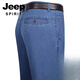 JEEP SPIRIT中老年牛仔褲男春2024新款寬松高腰爸爸褲子夏季薄款男士休閑褲 牛仔藍色夏季薄 款 柔軟高端面料 36 腰圍2尺8