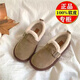 斷碼清倉品牌鞋復古勃肯鞋女學(xué)生秋冬款平底毛毛鞋一腳蹬保暖棉鞋 灰色 35 (225mm)