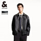 杰克·瓊斯（JACK&JONES）25年男裝仿皮衣外套男秋季商務(wù)皮夾克翻領(lǐng)寬松荔枝紋PU行政夾克 黑色E40 M (175)
