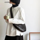 ANDSEEYOU品牌斜挎包女復古頭層牛皮餃子包真皮斜挎時(shí)尚包包女包牛角包七夕 黑色