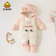 G.DUCKKIDS小黃鴨男女寶寶冬季羽絨服新生嬰幼兒加厚保暖包腳連體衣外出衣服 粉色可愛小熊 80 大碼(建議9-15個月)