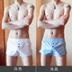 型男映畫(huà)內褲男平角褲純棉二分褲夏季男士?jì)妊澦慕羌揖友澃⒘_褲睡褲潮 白色00+淺藍63 M