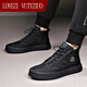 LOYEZI VUTYZIUO高幫男鞋2026春季羽絨布防水運動(dòng)休閑鞋舒適厚底保暖透氣棉鞋男 黑色內增高 40