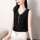 宜惜綺 雪紡吊帶背心女外穿2023夏季新款洋氣小衫顯瘦打底性感無(wú)袖上衣 黑色 M