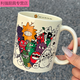 雄沃馳涂鴉陶瓷陶瓷杯帶蓋帶勺馬克杯高顏值水杯杯子咖啡杯生日禮物宿舍 可愛(ài)卡通搞怪涂鴉陶瓷杯【絲帶棕 只有陶瓷杯