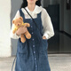 閃動(dòng)少女（SHANDONGSHAONV）燈芯絨背帶裙女復古小個(gè)子背帶裙無(wú)袖連衣裙女秋冬小眾外穿裙子 襯衫 均碼