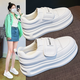 MARY JSTNI小白鞋女鞋2025春秋季新款百搭魔術(shù)貼休閑內(nèi)增高板鞋厚底樂福鞋子 MJ315【白色-單里四季款】 37