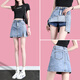 朵粉兒 牛仔半身裙女夏季薄2023新款高腰防走光a字短裙辣妹包臀開(kāi)叉裙潮 藍色(薄款) L(體重116-125斤選)