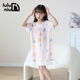 嚕嚕牛（LULUNIU）夏季女童睡裙短袖中大童夏天薄款抗菌連衣裙兒童家居服 23504-淺粉 170 (M碼建議身高160-165)