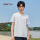 三福2025夏季新款短袖t恤男女圓領(lǐng)純色上衣情侶款白色休閑打底衫 圓領(lǐng)-精白 L