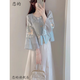 戀的新中式連衣裙套裝夏季2024新款衣服氣質(zhì)國(guó)風(fēng)漢服改良版長(zhǎng)裙子夏天 藍(lán)色上衣+白色半身裙子 M