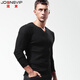 簡(jiǎn)束肌理螺紋打底衫男長(cháng)袖t恤V領(lǐng)修身緊身運動(dòng)純色棉質(zhì)春秋季內搭上衣 黑色 2XL /82kg左右