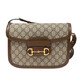 古馳（GUCCI）【熱銷(xiāo)】女包 Gucci馬鞍包 1955馬鞍包 帆布配皮雙G紋馬銜扣單肩 烏木色