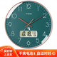Timess 掛鐘電波鐘客廳萬(wàn)年歷2025新款鐘表簡(jiǎn)約日歷時(shí)鐘自動(dòng)對(duì)時(shí)掛墻表 孔雀綠30CM電波款