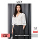 LILY2025秋新款女裝法式重工花邊V領(lǐng)全棉白色泡泡袖套頭雪紡衫 601白色 M
