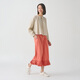 無印良品（MUJI）IDEE 女式 平紋 寬版褲 褲子女款春款休閑褲闊腿褲 紅色 L (165/72A）