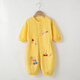 繽麗貓寶寶爬爬服秋冬款一體式連體罩衣哈衣爬行男童女童外穿防臟外套 連體罩衣-黃色小熊汽車(chē) 100cm