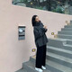 南叮雅格孕婦褲子秋冬闊腿褲新款外穿加絨直筒拖地長(cháng)褲垂墜感托腹褲秋冬款 黑色【加絨款】 L 115-130斤