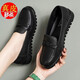 真皮媽媽鞋春秋女皮鞋軟底防滑中老年女單鞋平底舒適工作鞋 黑色（現貨贈送險） 39