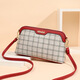 暢印經(jīng)典格子單肩包女士潮流斜挎包女包中年媽媽單肩斜挎小包買(mǎi)菜挎包 酒紅色