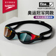 速比濤（Speedo）【潘展樂(lè )同款】鯊魚(yú)皮系列純視競速防霧鍍膜泳鏡游泳裝備 賽博紅