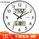 Timess掛鐘客廳鐘表萬年歷簡約石英鐘表掛墻時鐘溫濕度家用表35cm